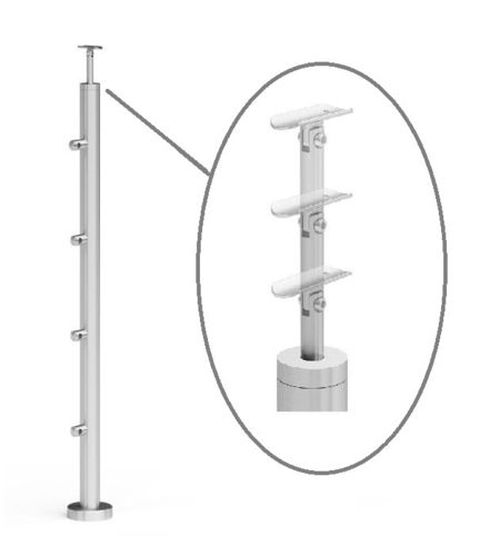 Poste 4 suportes de barra transversal ajuste de altura