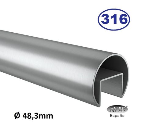 Tubo de corrimão de aço inoxidável montado em vidro Ø-48,3mm