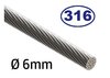 Cable 6mm - 50metros,  inox 316