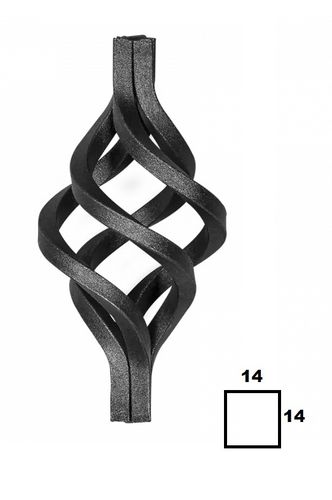 Boule torsadée forme pigne en acier forgé     14x14mm   Diametre – 65mm