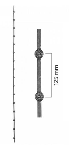 Barre à trous renflés carré en acier forgé 12x12mm