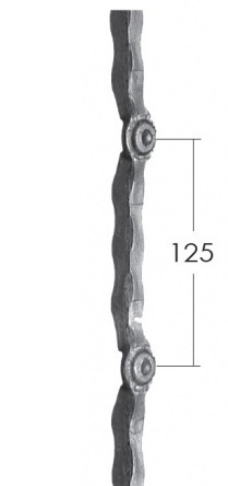 Barre à trous renflés carré en acier forgé martele14x14mm