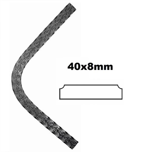 Depart de main courante fer forgé pour plat 40x8mm (300x300) 90º