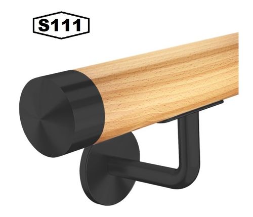 Main courante en bois de hêtre, support S111 Noir