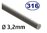 Cable 3,2mm - 10metros, inox 316