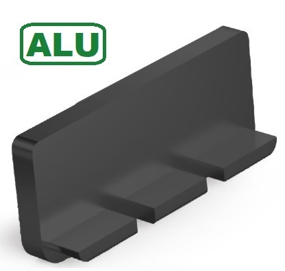 Tapón perfil 60x25mm de aluminio negro